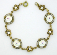 Victorian Style Crystal Cabochon Bracelet - Crystal AB