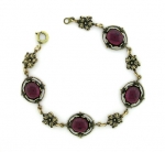 Vintage Reproduction Victorian Style Amethyst Crystal Cabochon Bracelet