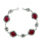 Victorian Style Silver Bracelet - Amethyst Crystal Cabochon