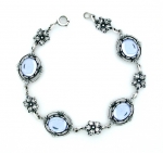 Victorian Reproduction Silver Bracelet ~ Lt.Sapphire