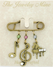 Fashion Costume Jewelry Music Charm Pin
