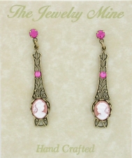 Victorian Style Linear Filigree Cameo Earrings