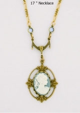 Victorian Style 18x13 Blue Cameo Necklace