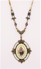 Vintage 1928 Reproduction Victorian Style Necklace - Porcelain/Flowers