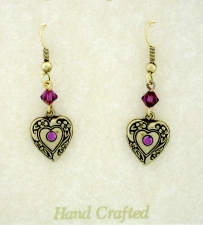 victorian heart earrings,vintage heart earrings