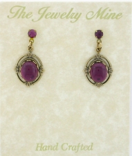 Vinatge Reproduction Victorian Style Crystal Cabochon Drop Earrings