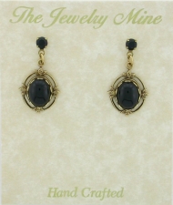 Vinatge Reproduction Victorian Style Crystal Cabochon Drop Earrings