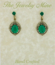 Vinatge Reproduction Victorian Style Crystal Cabochon Drop Earrings