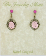 Vinatge Reproduction Victorian Style Crystal Cabochon Drop Earrings