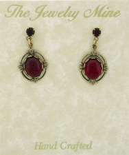 Vinatge Reproduction Victorian Style Crystal Cabochon Drop Earrings