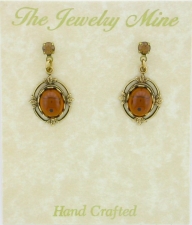 Vinatge Reproduction Victorian Style Crystal Cabochon Drop Earrings