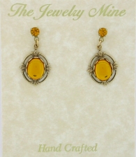 Vinatge Reproduction Victorian Style Crystal Cabochon Drop Earrings