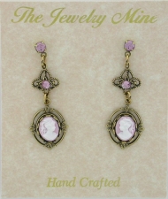 Lilac Cameo Filigree Earrings