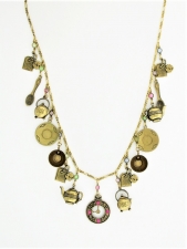tea jewelry,antique charm necklace,vintage charm necklace,victorian charm necklace