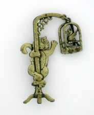Cat w/Bird In Cage Brooch Pin - Polished Brass - 'JJ' Artifacts